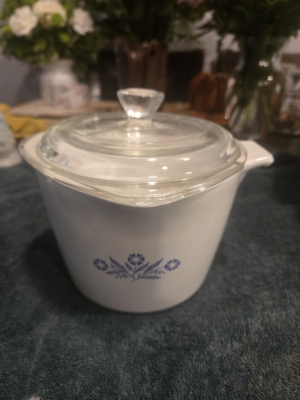 Vintage Corning Ware Blue Cornflower 1 Quart Saucemaker P-55-B with Glass Lid